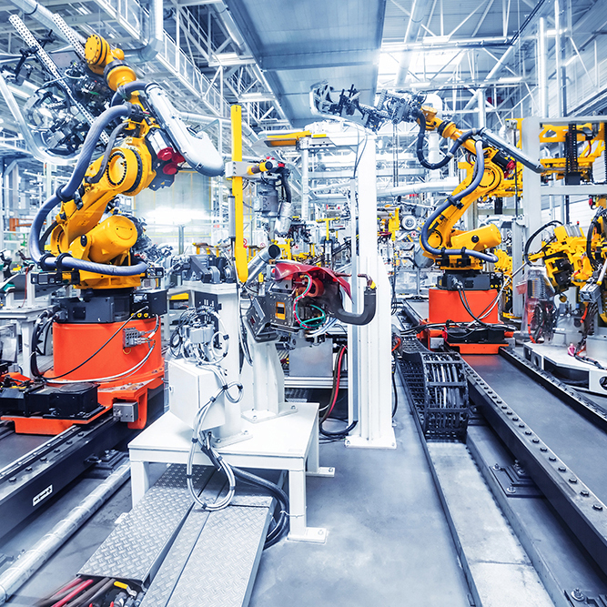 Roboter in Industriehalle
